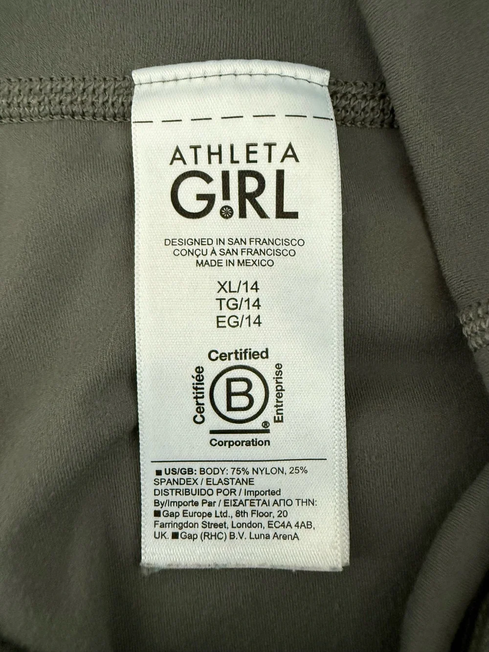 Athleta Girl High Rise Powervita Chit Chat Leggings Gray XL 14